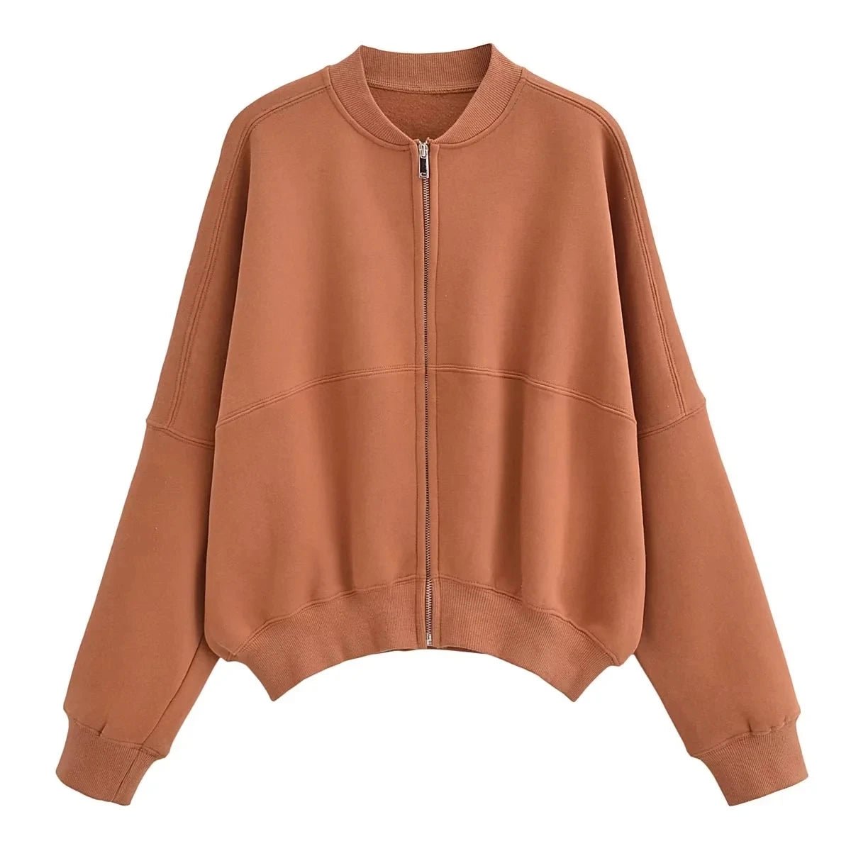 Trafza 2023 Frauen setzt lässige feste Bomber jacken Langarm Reiß verschluss Sweatshirt Mantel elastische Taille Hose eleganter fester Anzug - Blockshop.store