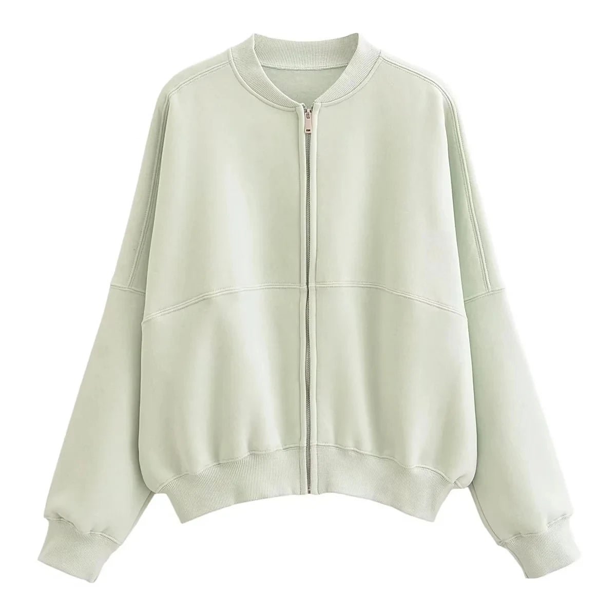 Trafza 2023 Frauen setzt lässige feste Bomber jacken Langarm Reiß verschluss Sweatshirt Mantel elastische Taille Hose eleganter fester Anzug - Blockshop.store
