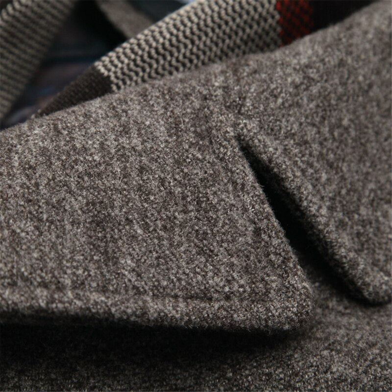 High Quality Woollen Coats Men With A Scarf Lapel Plain Mens Woollen Coat Business Casual Men&#39;s Coat Warm Luxury Overcoat M-5XL