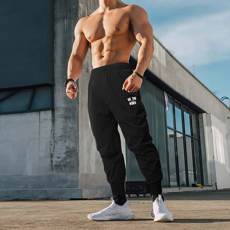 Joggers Pants Men Gym Muscle Fitness Running Pants Quick Dry Training Sports Training Sweatpants Bodybuilding Beam Mouth Trouser