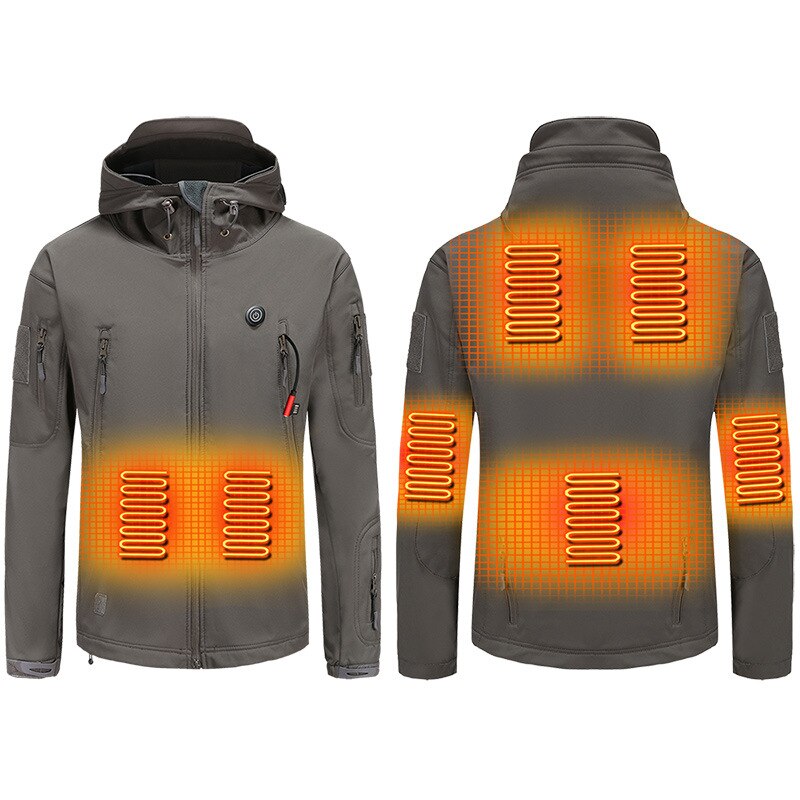 Winter USB Smart Heated Tactical Jacket Outdoor Fishing Hunting Hiking Coat Thicken Fleece Warm Windproof And Waterproof Jacket