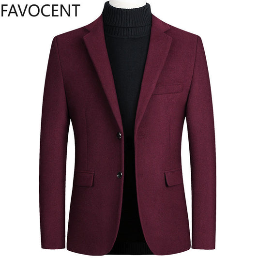 Fashion Mens Coats and Jackets Male One Piece Blazer Top Wool Blends Suit Men Jacket Spring Smart Casual Coat Solid Two Buttons