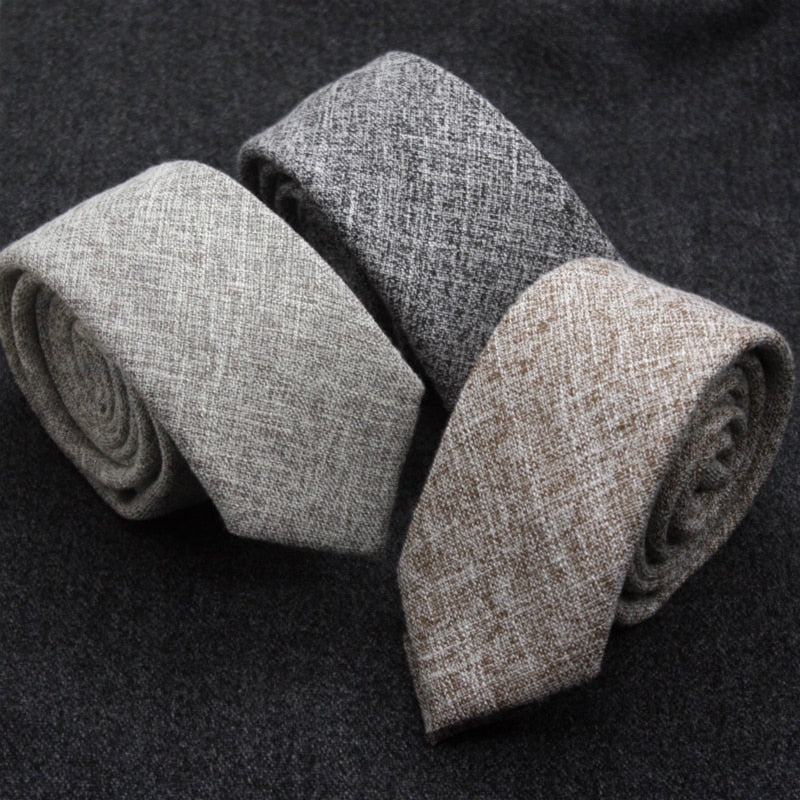 Stylish Men Students Work Tie Soild Cotton and Linen Version Gifts for Mens Unisex 6cm Cotton Versatile Tie