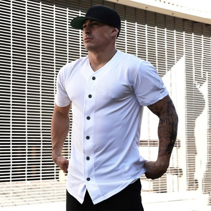 Men&#39;s Oversized Cardigan T shirt Solid Color Gym Clothing Bodybuilding Fitness Loose Sports T-shirt Streetwear Hip Hop Tee shirt