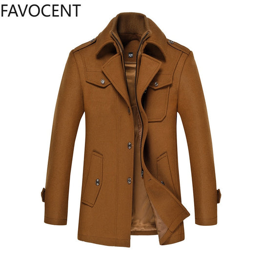 New Autumn Winter Wool Coat Men Warm Trench Coat Men Thick Woolen Coat Mens Overcoat Fashion Smart Casual Wool Blends Jacket Men