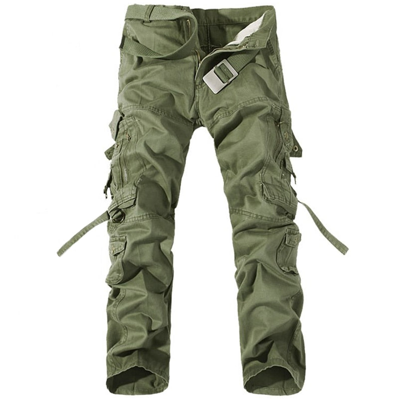 Men Cargo Pants Mens Casual Cotton Trousers Solid Men&#39;s Military Pants Overalls Multi Pockets Decoration Plus Size Without Belt