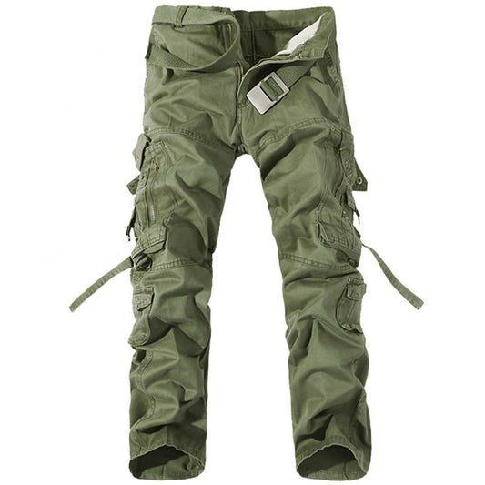 Men Cargo Pants Mens Casual Cotton Trousers Solid Men&#39;s Military Pants Overalls Multi Pockets Decoration Plus Size Without Belt