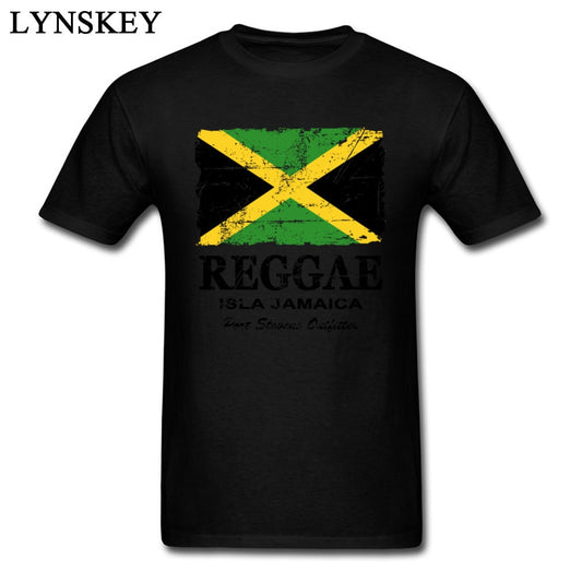 Casual Vintage Reggae Jamaica Flag Print Men T Shirts Cotton Tees Male Cool Top Clothes Simple Style Customized