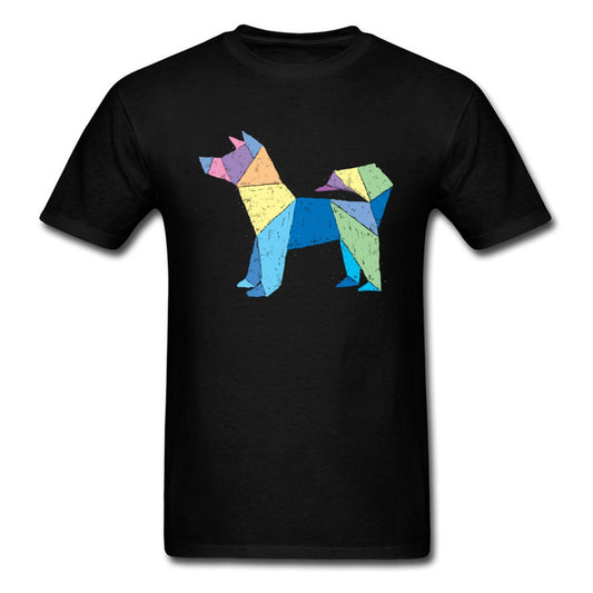 Free Shipping Top Quality Organic Cotton Tops T-Shirt Men Origami Dog Fractal T Shirt Short Sleeve Loose Tshirt 2018 Summer New