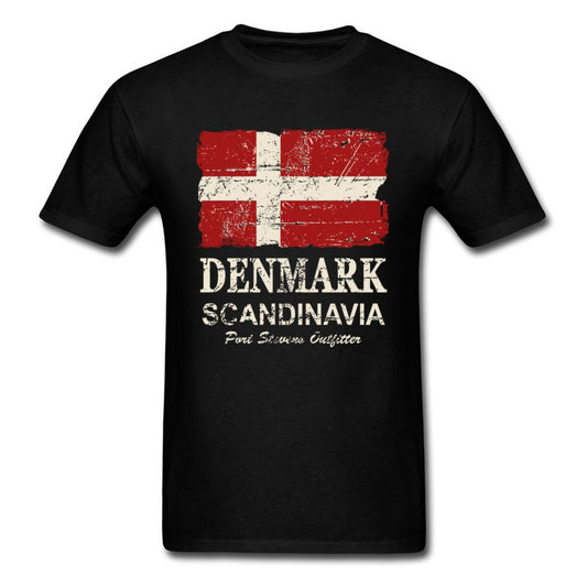 Retro Vintage Denmark Flag Men Brand Tshirt High Quality Cotton Clothing Shirt Round Collar Print T-Shirt For Adult Tour T Shirt