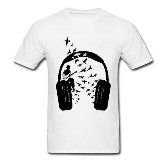 Men Tshirt Headphone Bass Guitar Happy Movement T Shirt Fashion Band Music Lover Summer Clothes For Men Tall Size XXXL