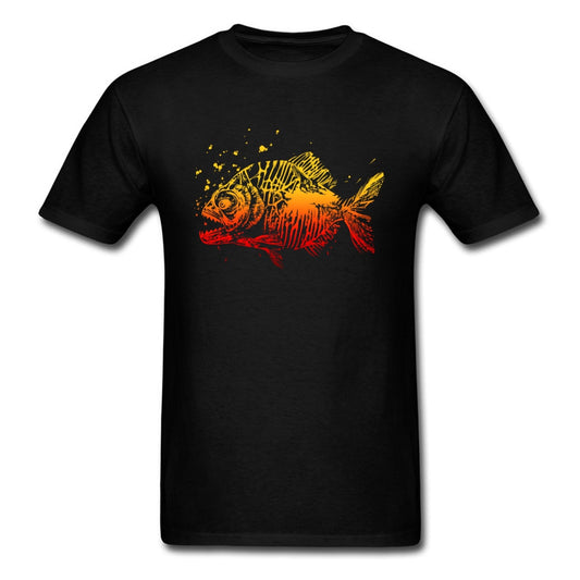 Fire Piranha Fish Tshirt Hokkaid Tuna Men White Black T Shirt 2018 New Arrival Men&#39;s Fashion Tee Shirts For Men Cotton