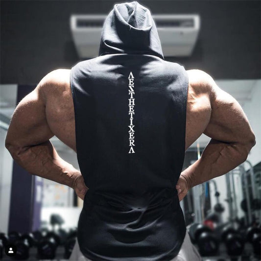 Muscleguys Brand Gyms Clothing Fitness Hooded Tank Top Men Bodybuilding Stringer Tanktop Workout Singlet Sleeveless Hoodie Shirt