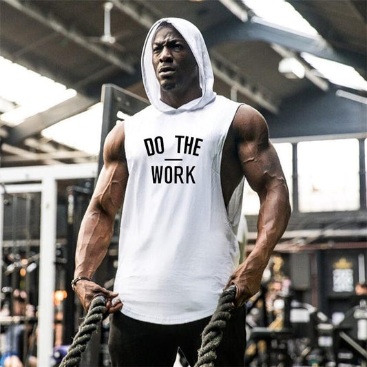 New Letters Print Bodybuilding Stringer Hoodies Sporting Fitness Brand Tank Top Men Gyms Clothing Cotton Pullover Hoody