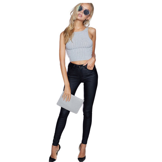 Enge Kunstleder Bleistifthose