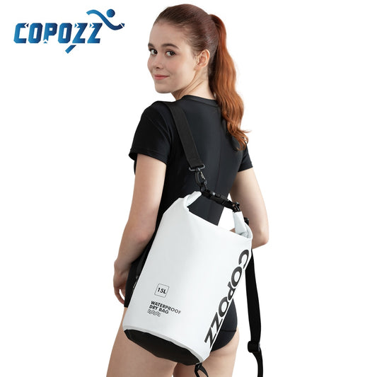 COPOZZ Swimming Bags Waterproof Bag Dry Bag PVC 15L Outdoor Sport Roll Top for Gym Travel Adjustable Personalized Storage Bags
