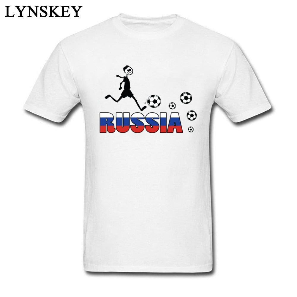 Funny T-shirt RUSSIA TEXT WITH FLAG Men Tees Cartoon Print Simple Style Tops Fitness Male Cotton Teeshirt
