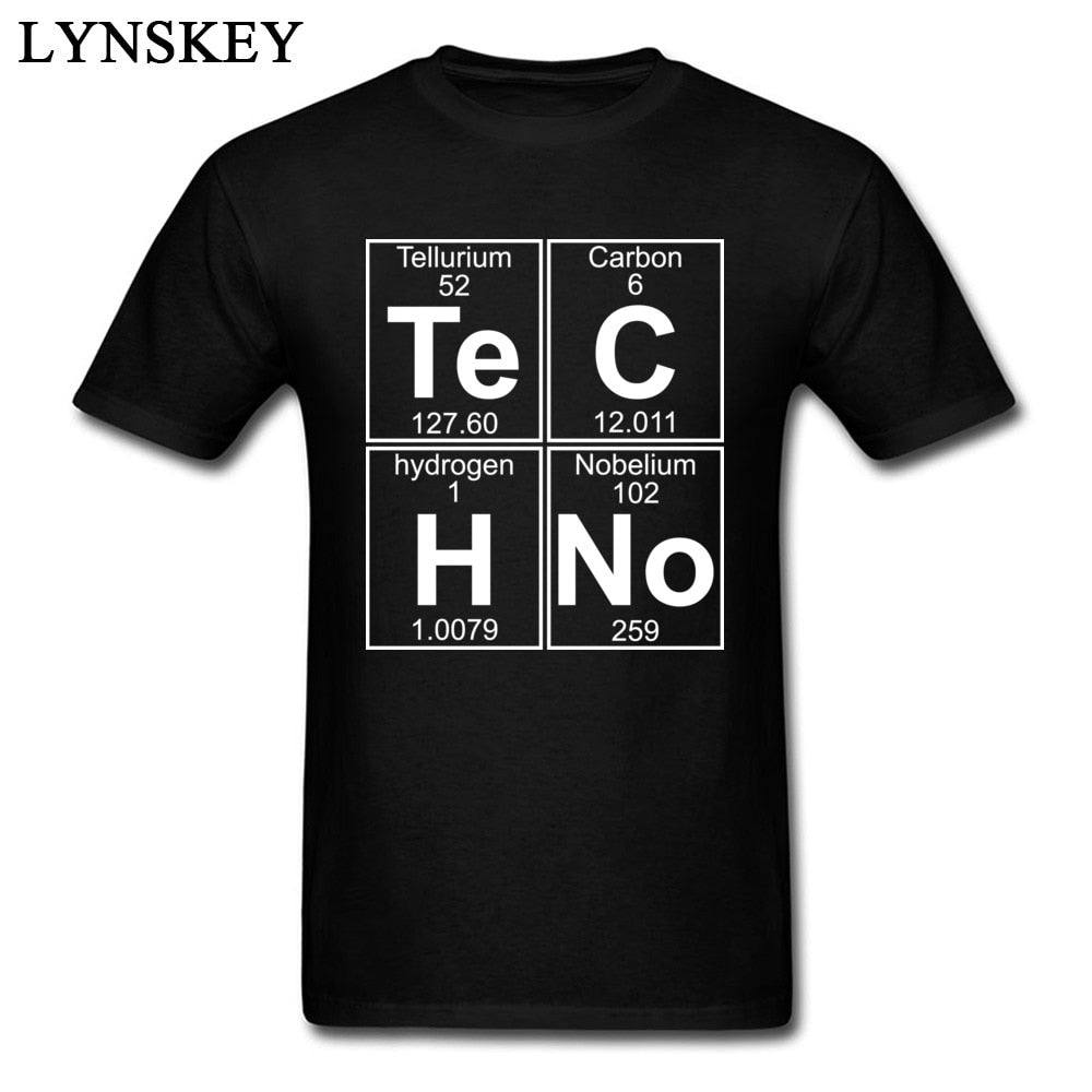 Novelty Design Te-C-H-No Techno Men T-shirt Hardcore Neon Element Periodic Table Popular Tshirt