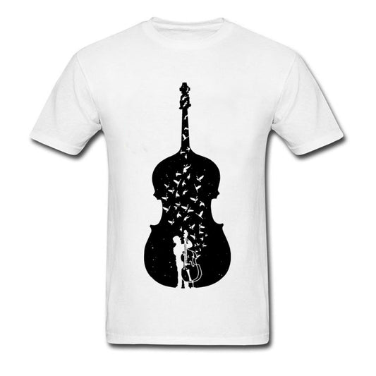 Men Tshirt Guitar The Butterfly Melody T-Shirts KISS Love Music Men&#39;s Fashion Outline Tshirt Club