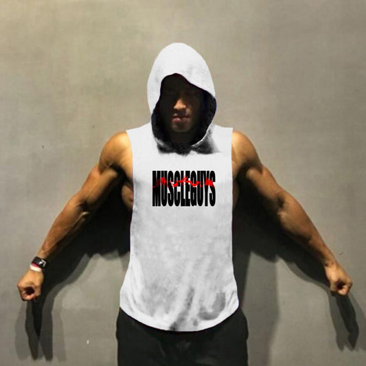 Gyms Clothing Bodybuilding Stringer Hoodie Tank Top Muscle Shirt Fitness Men hooded undershirt Cotton workout Sleeveless shirt