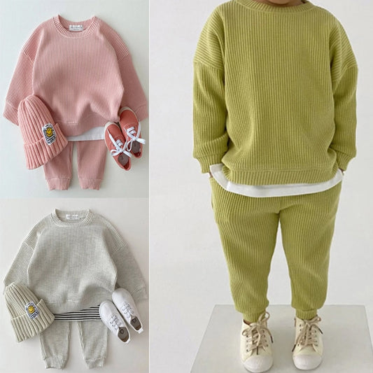 Baby Clothing sets Tracksuits for Girls Sets Cotton Knitting Pullovers Tops+Pants Clothes for Boys Newborn Toddler Outfits Loose