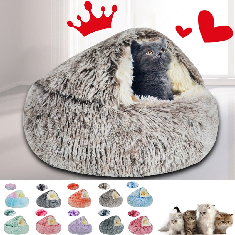 Long Hair Models Cat Bed Semi-enclosed Cat Mattress Cute Small Dog Kennel Pet Sleep Protector Winter Soft And Comfortable