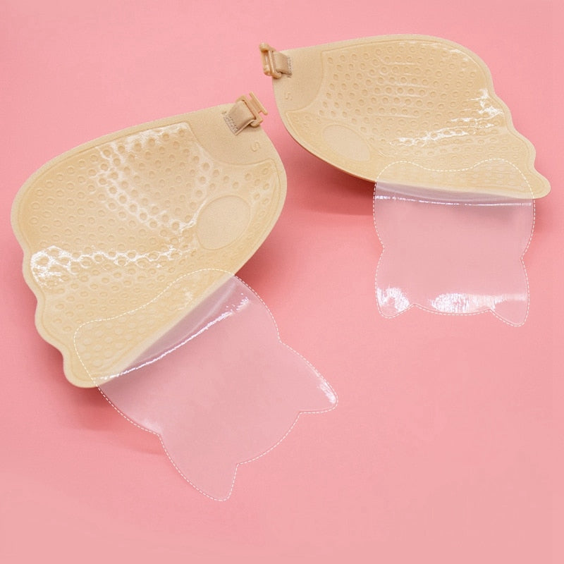 2pcs/set Invisible Bra Backless for Women Wedding Dress Sexy Underwear with Transparent Straps Push Up Silicone Bras Adhesive