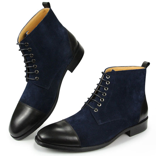 Fashion Genuine Leather Dress Shoes Ankle Lace Up Boots