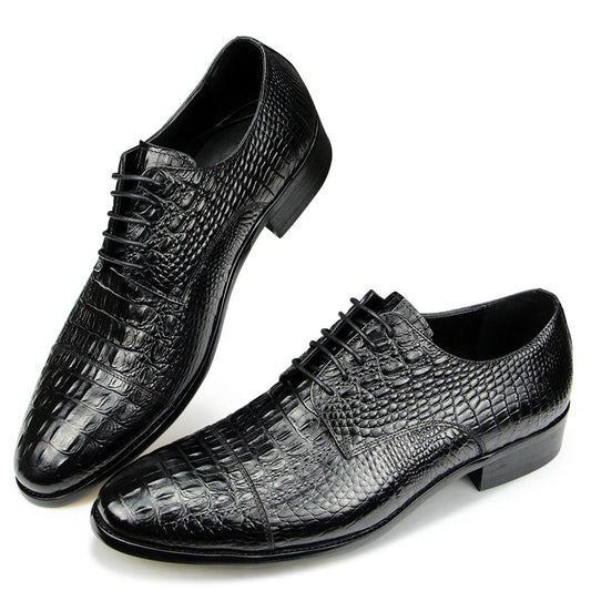 Luxury Crocodile Pattern Genuine Leather Shoes Handmade Men&#39;s Vintage Casual Leather Shoes Custom Pointed Toe Oxford Dress Shoe