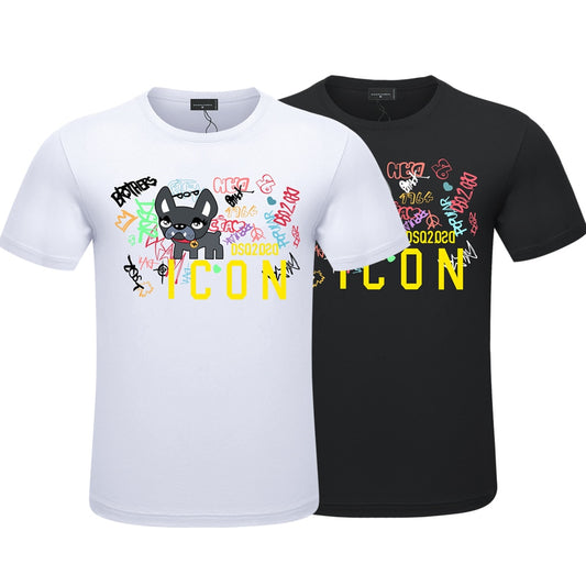 dsq2 summer style ICON Letters 100% cotton Men's and Women's T-shirt casual O-Neck T-shirt short sleeve tees T-shirt for men