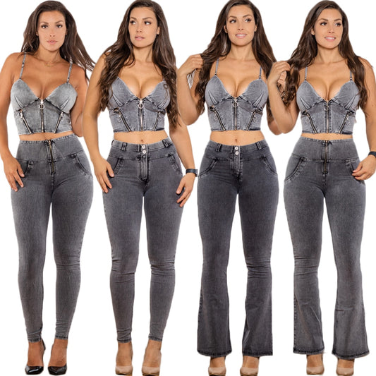 Shascullfites Melody 2 Piece Sets Bodycon Pants Women Fashion Outfits Denim Sets Womens Outfits Streetwear Clothing