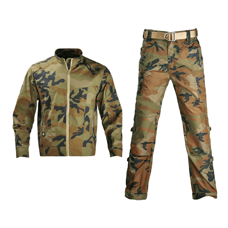 HAN WILD Tactical Combat Suits Military Uniform Camo Jacket Pants Hiking Suit Hunting Clothes Sport Airsoft Suit Outfit