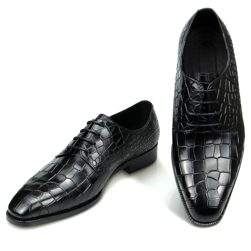 Fashion Alligator Printing Leather Shoes Genuine Leather Mens Dress Shoes Formal Oxfords Male Luxury Lace Up Zapatos De Hombre