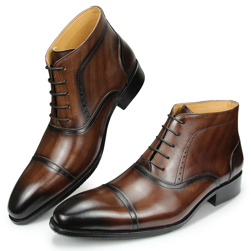 Luxury Men Genuine Leather Ankle Boots