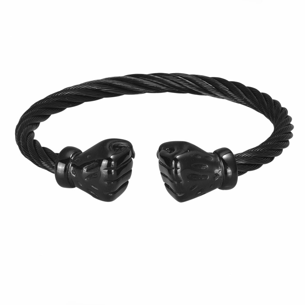 Faust-Kabel-Draht-Armband-Set, offene Manschetten Armbänder