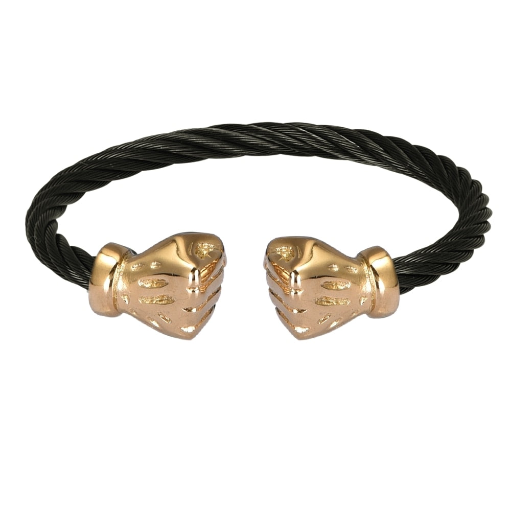 Faust-Kabel-Draht-Armband-Set, offene Manschetten Armbänder